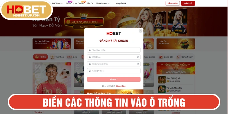 Điền đầy đủ thông tin được yêu cầu trên màn hình sau khi yêu cầu đăng ký 