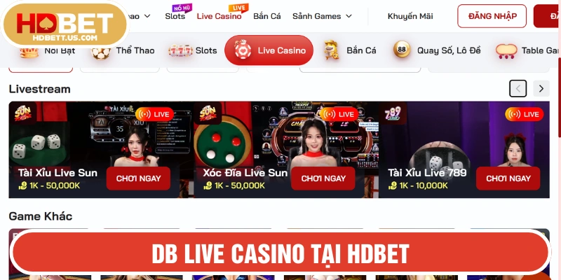 DB Live Casino tại HDBET
