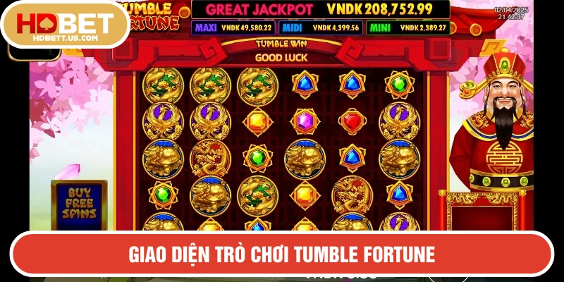 Giao diện trò chơi Tumble Fortune thiết kế hiện đại, đẹp mắt